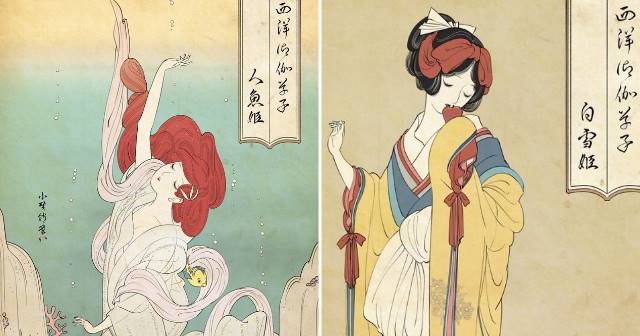 古典美！日本繪師創作《迪士尼公主浮世繪》美少女戰士也來參一腳！